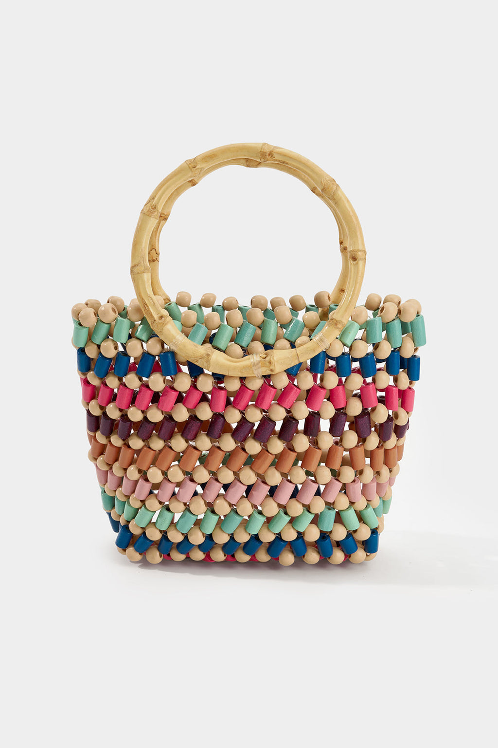 Bong Bag Multicolor Wood Beaded Shoulder Bag