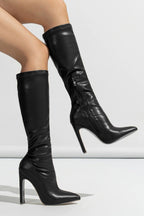 Bong Bag Pointed Toe Zipper Knee-High Boots