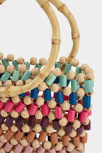 Bong Bag Multicolor Wood Beaded Shoulder Bag