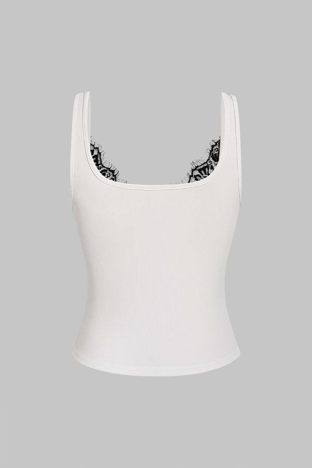 Bong Bag White Lace Patchwork Tank Top