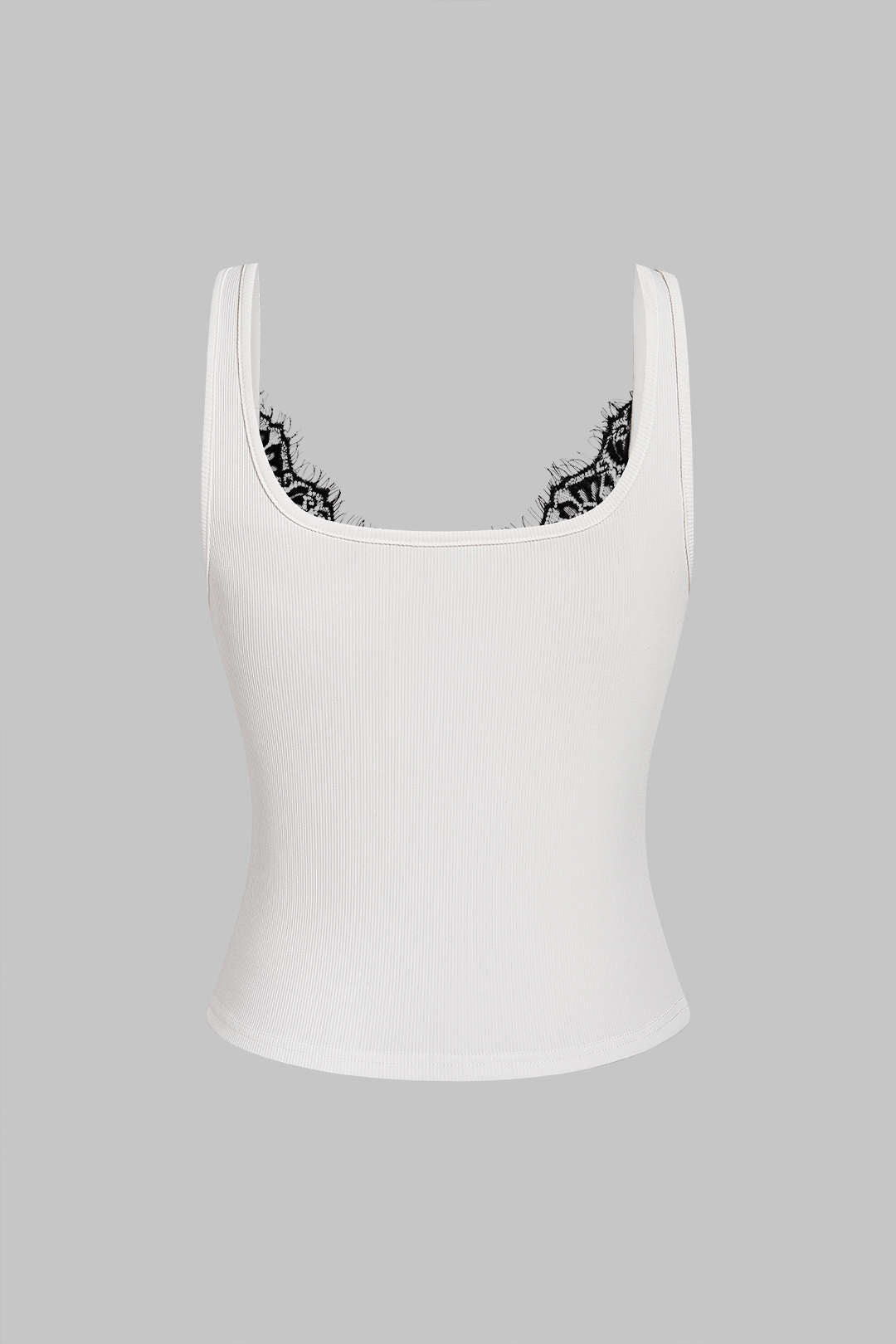 Bong Bag White Lace Patchwork Tank Top