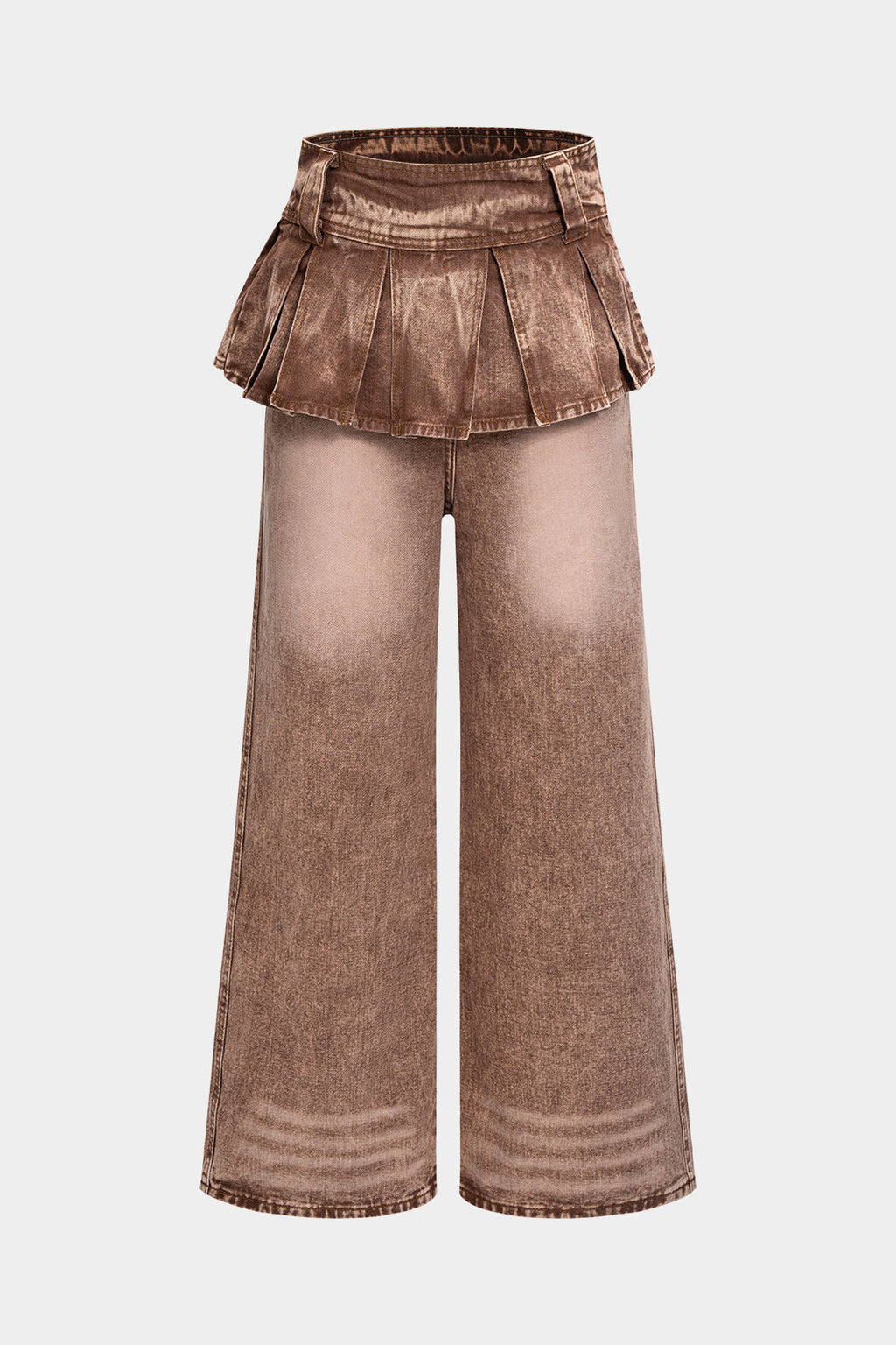 Bong Bag Brown Pleated Wide Leg Jeans