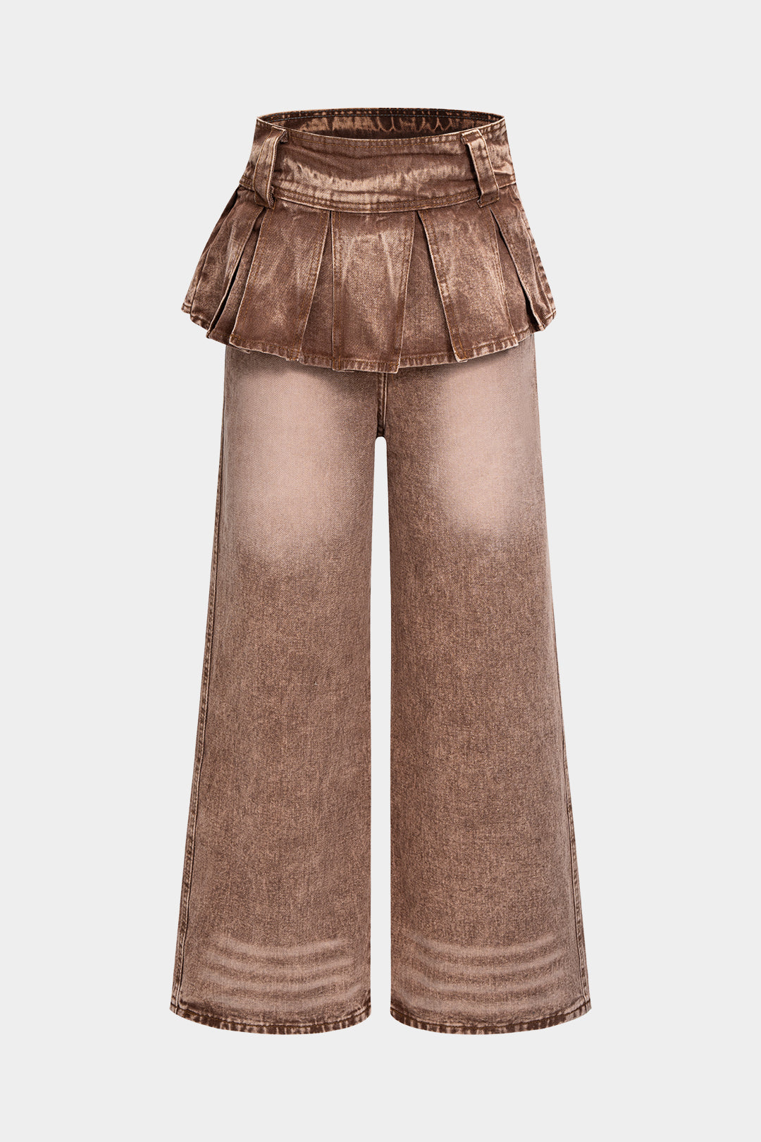Bong Bag Brown Pleated Wide Leg Jeans