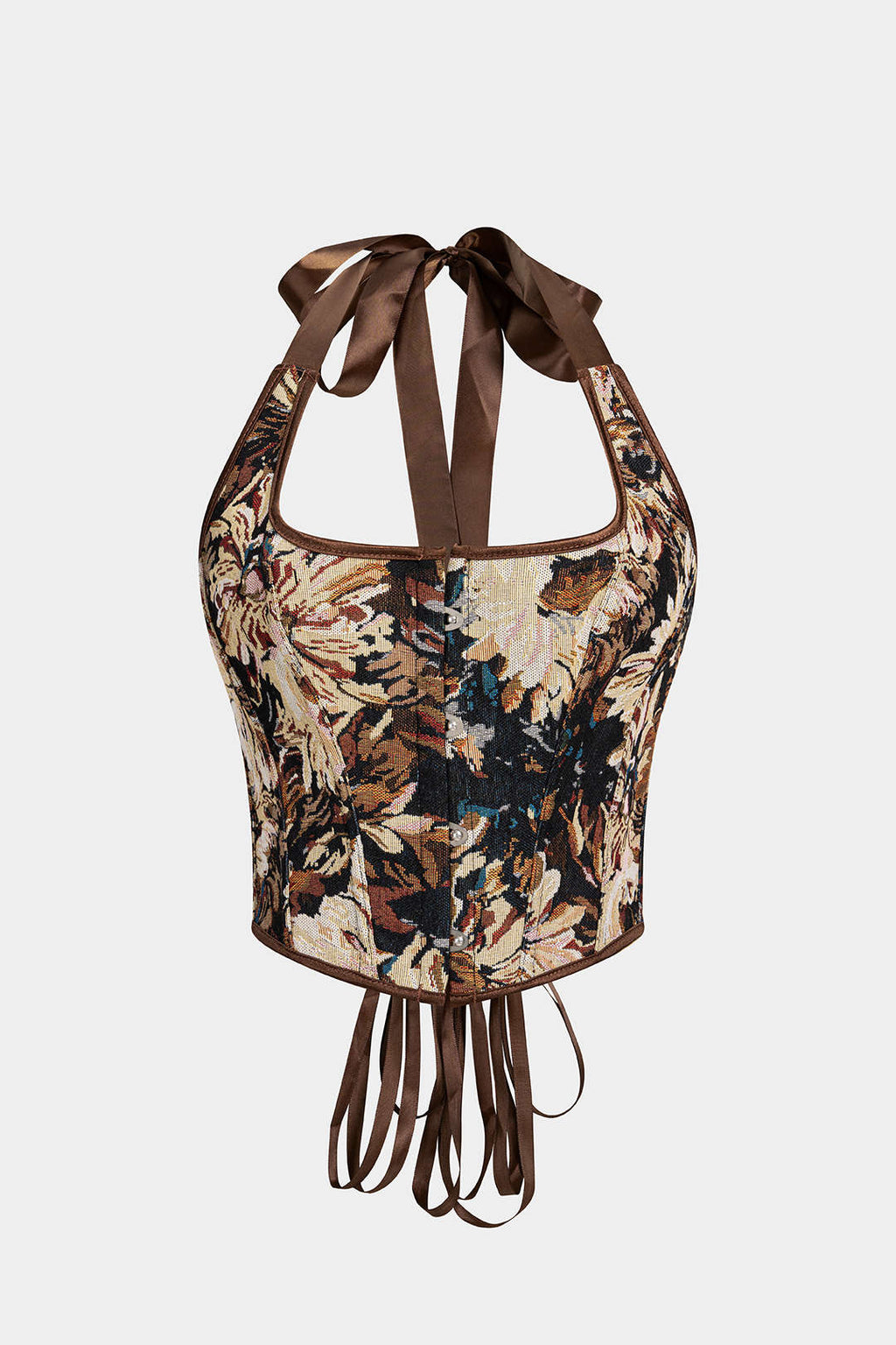 Bong Bag Brown Jacquard Halter Cami Top