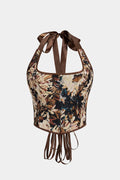 Bong Bag Brown Jacquard Halter Cami Top