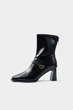 Bong Bag Black Square-Toe Zip Ankle Boots