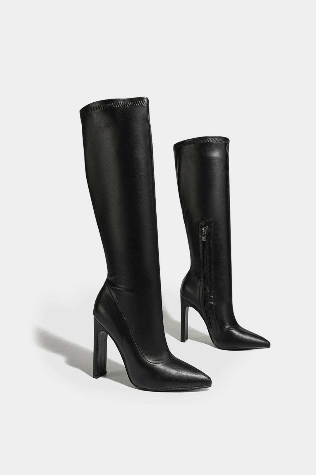 Bong Bag Pointed Toe Zipper Knee-High Boots