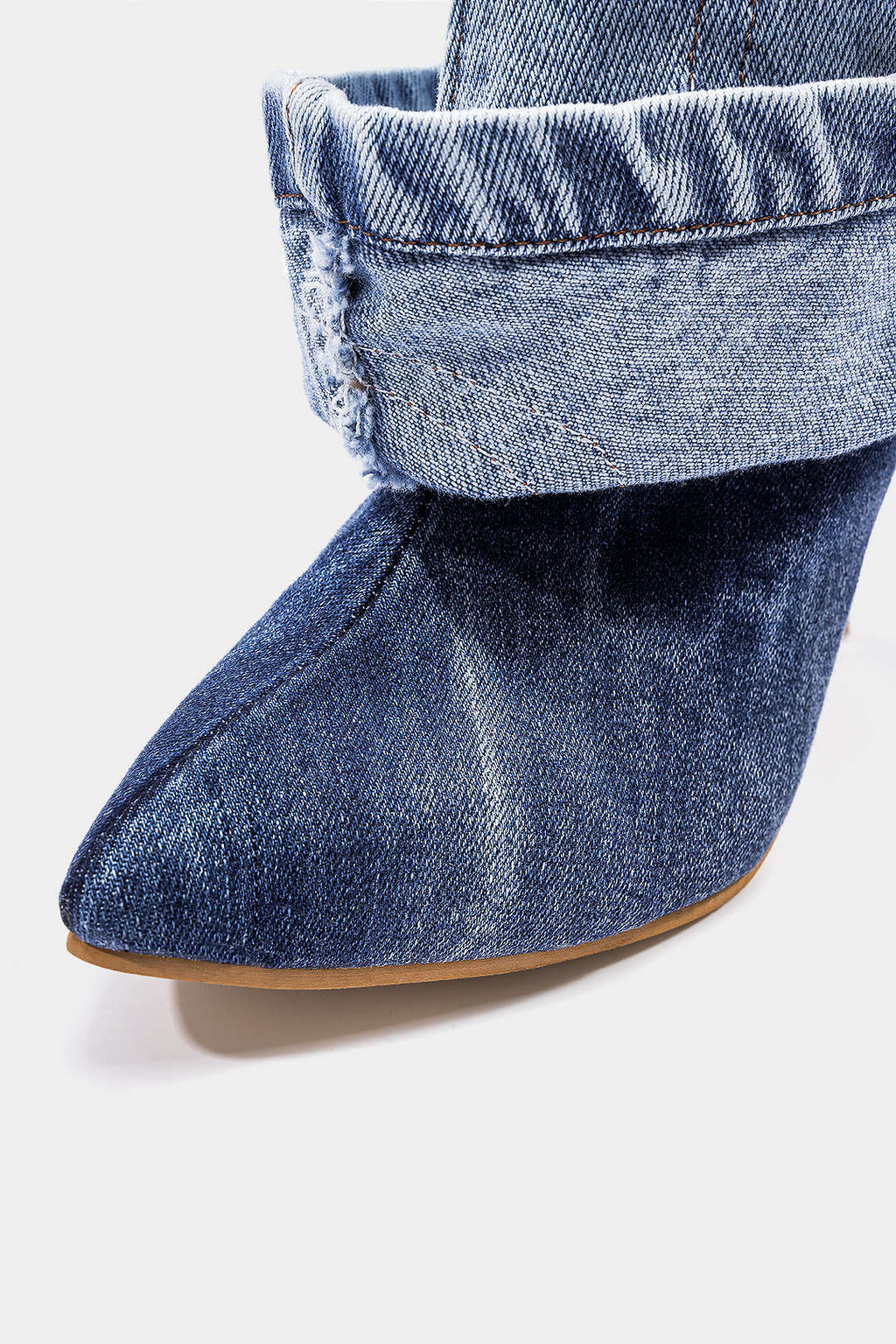 Bong Bag Light Wash Blue Denim Mid-Calf Boots