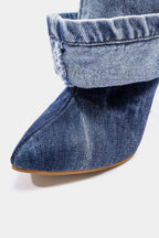 Bong Bag Light Wash Blue Denim Mid-Calf Boots
