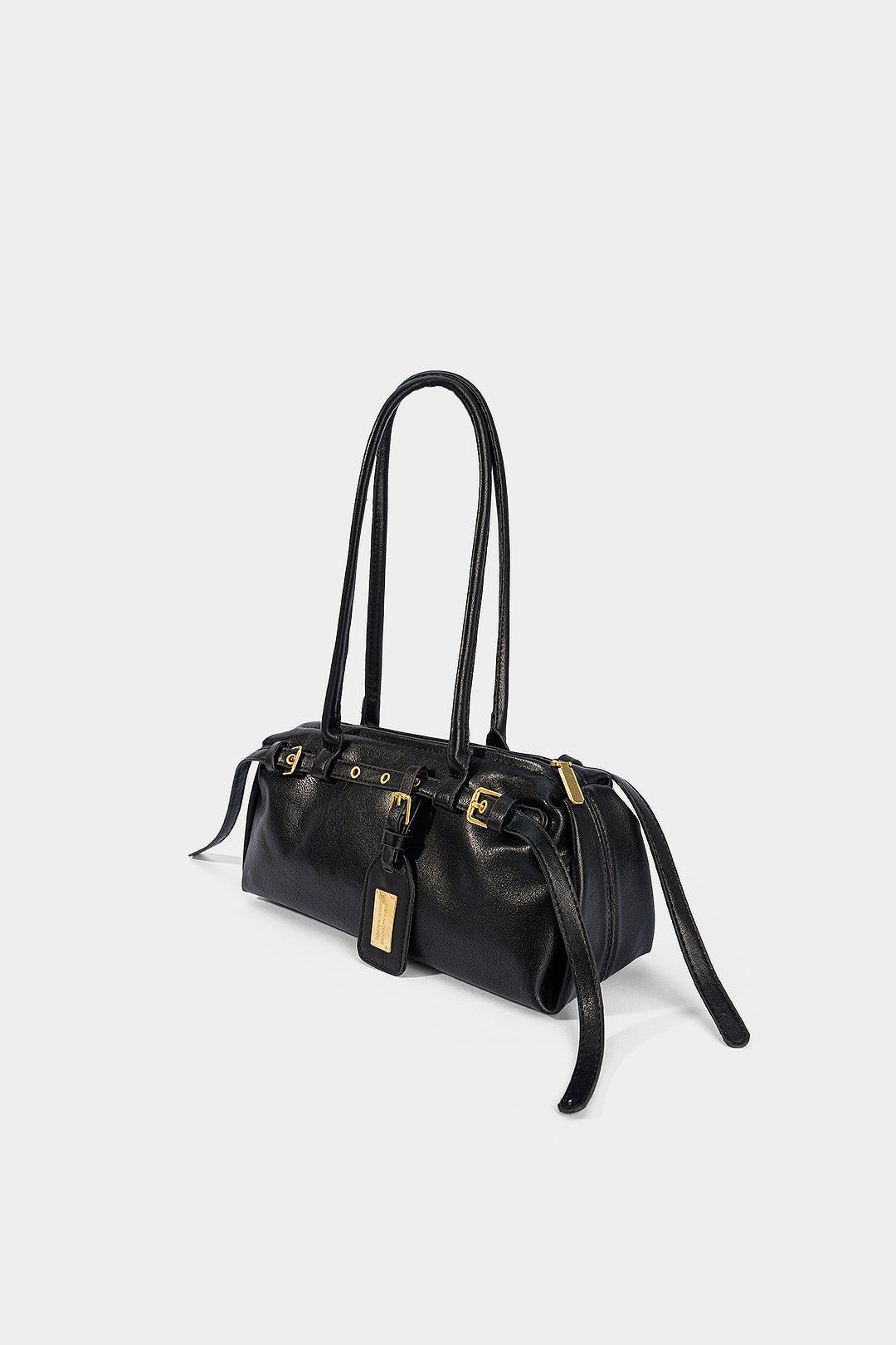 Bong Bag Black Faux Leather Shoulder Bag