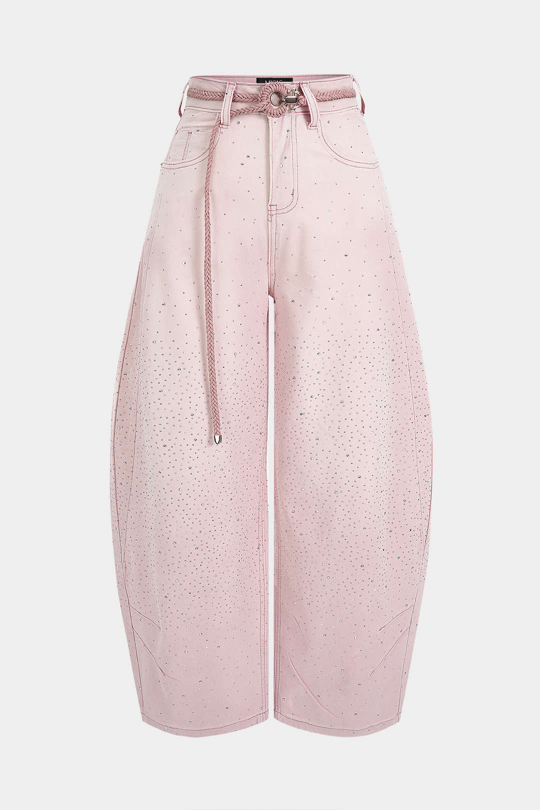 Bong Bag Light Pink Rhinestone Barrel Jeans