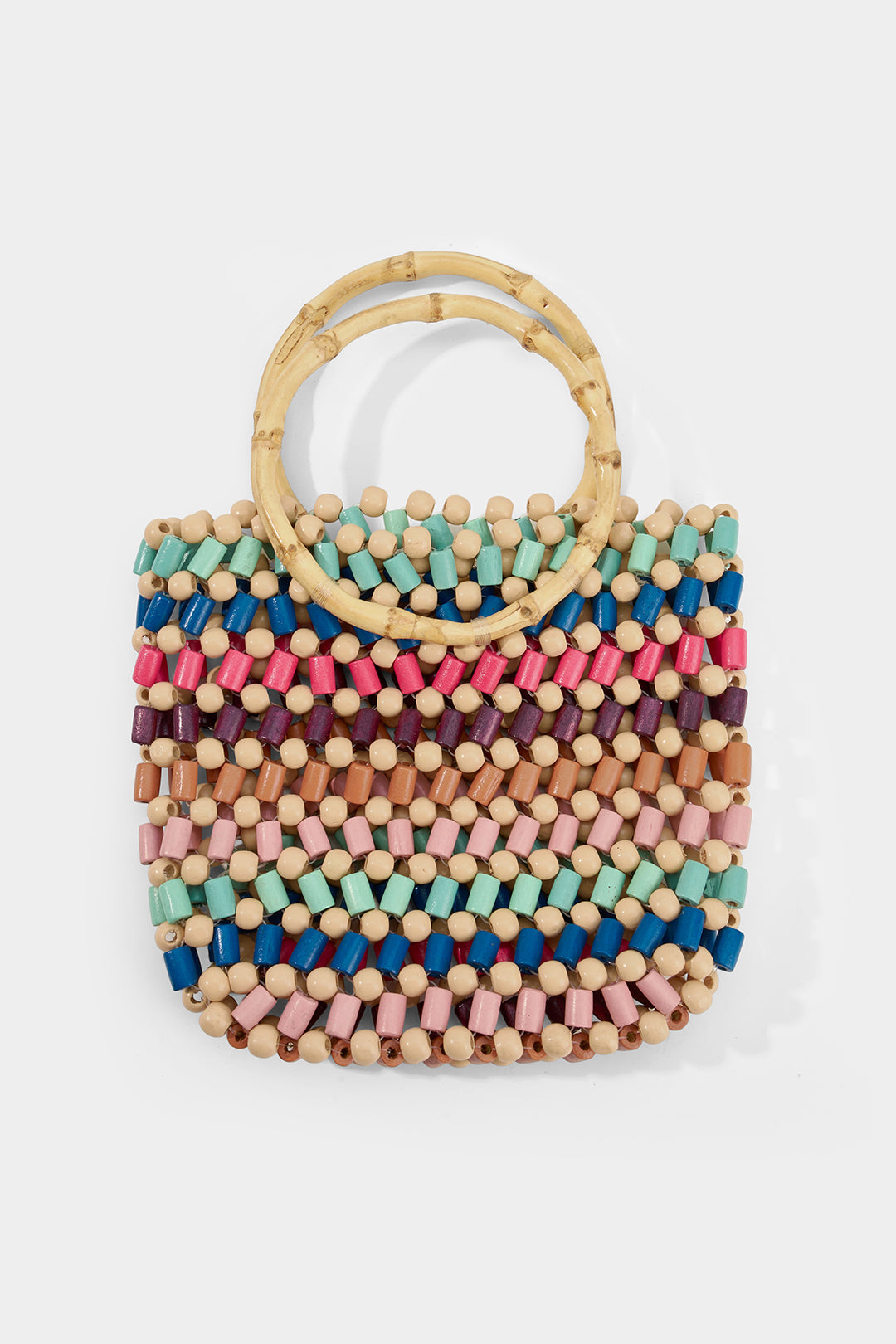 Bong Bag Multicolor Wood Beaded Shoulder Bag