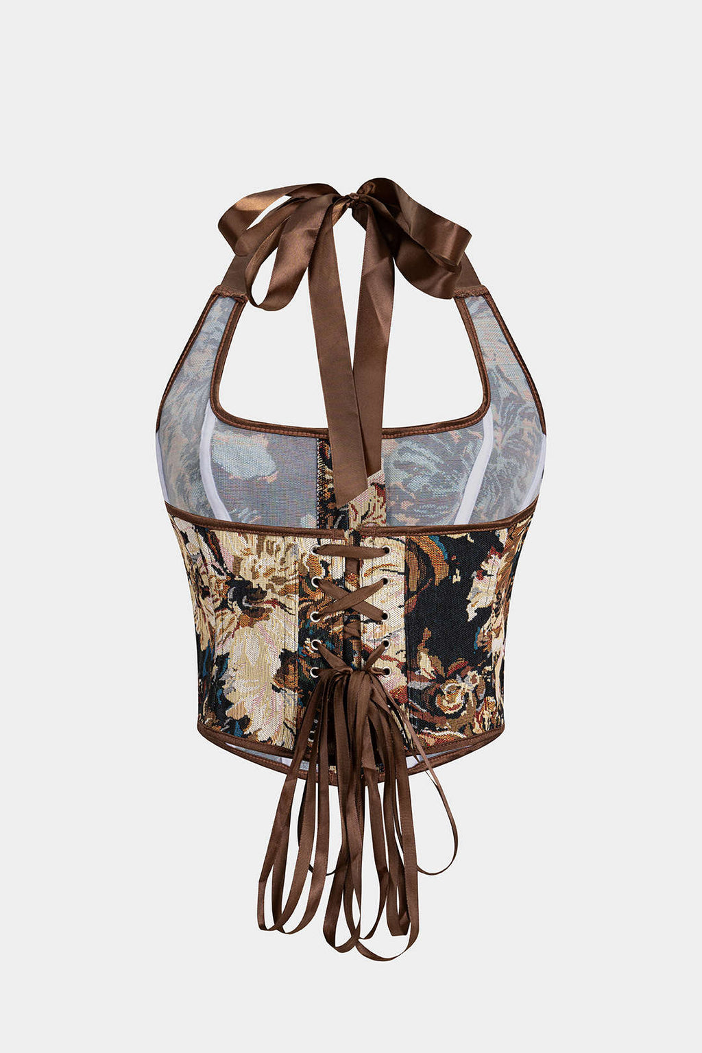 Bong Bag Brown Jacquard Halter Cami Top