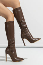 Bong Bag Pointed Toe Zipper Knee-High Boots