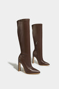 Bong Bag Pointed Toe Zipper Knee-High Boots
