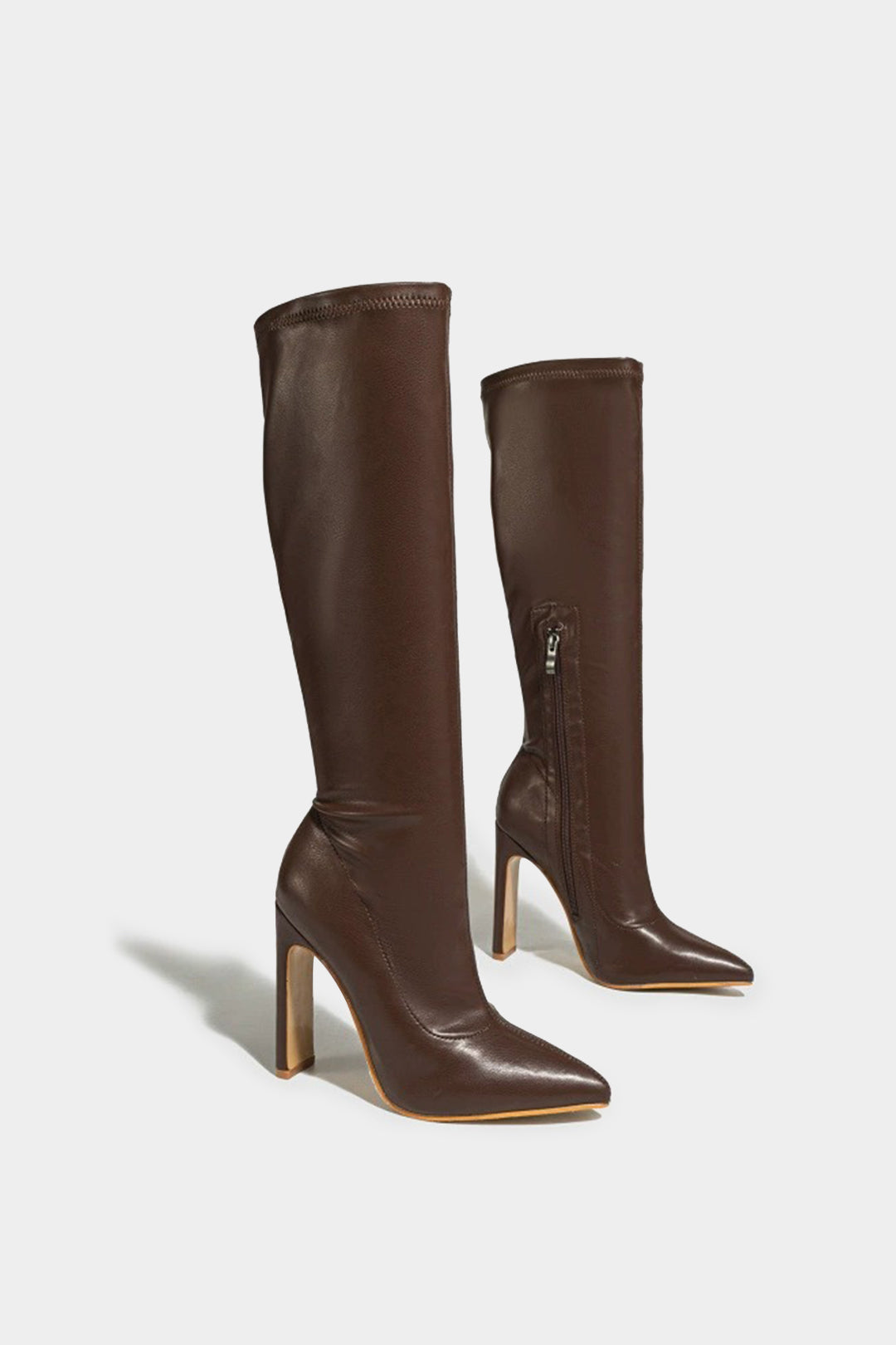 Bong Bag Pointed Toe Zipper Knee-High Boots