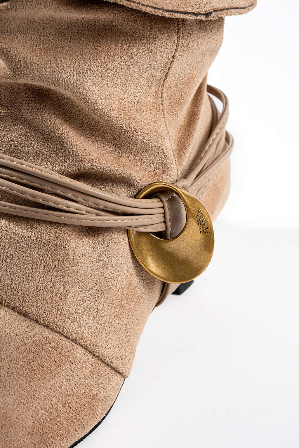 Bong Bag Khaki Suede Metallic-Detail Ankle Boots