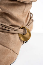 Bong Bag Khaki Suede Metallic-Detail Ankle Boots