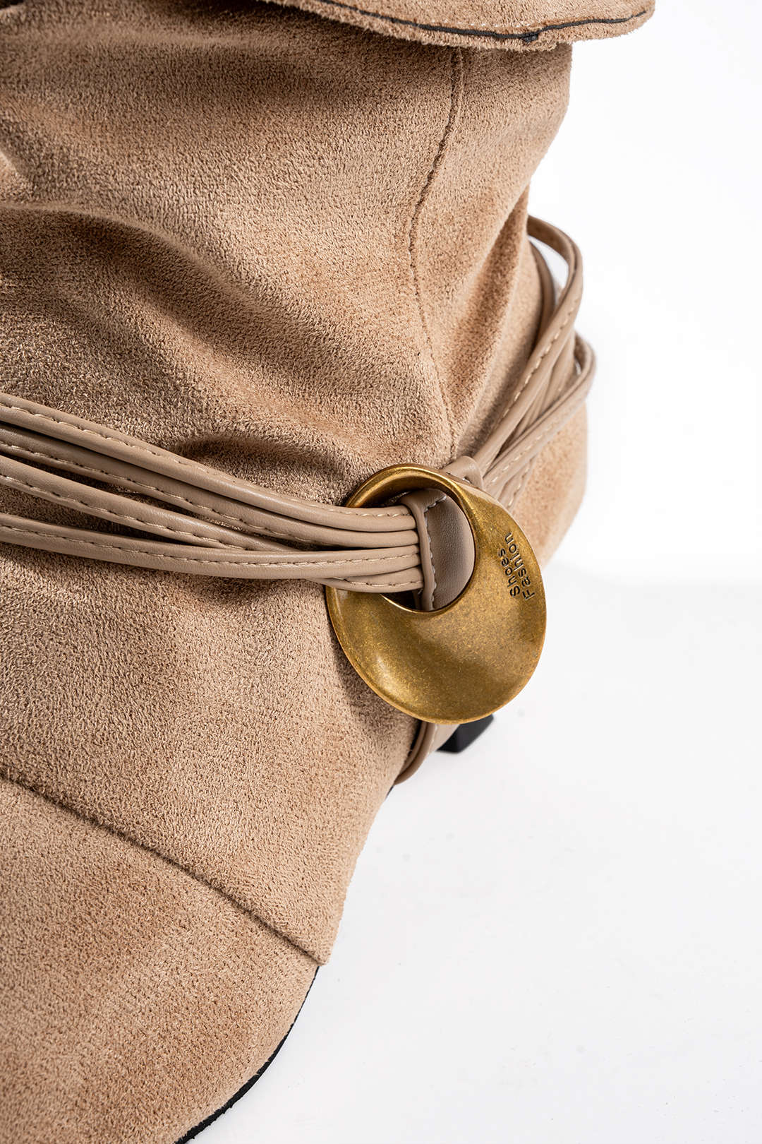 Bong Bag Khaki Suede Metallic-Detail Ankle Boots