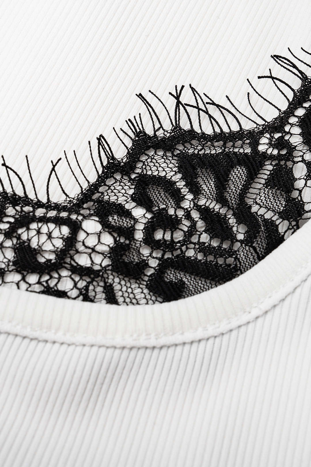Bong Bag White Lace Patchwork Tank Top