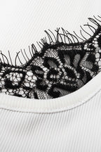 Bong Bag White Lace Patchwork Tank Top