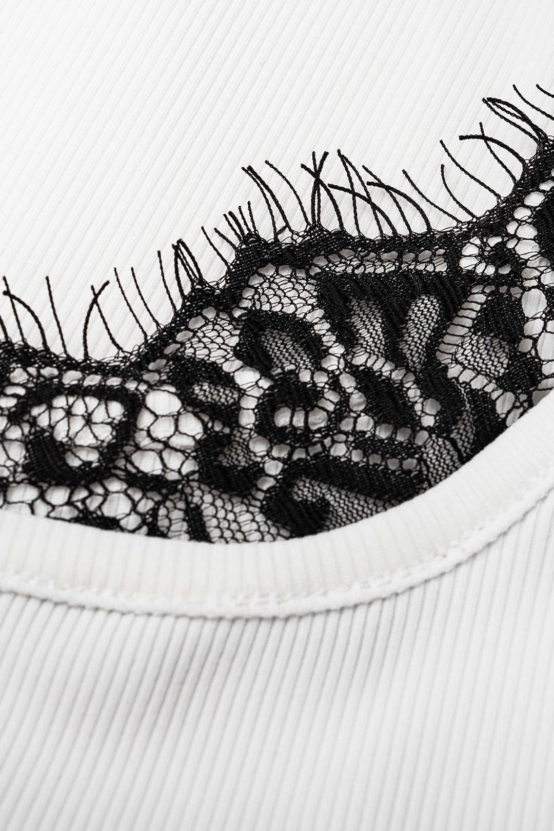 Bong Bag White Lace Patchwork Tank Top